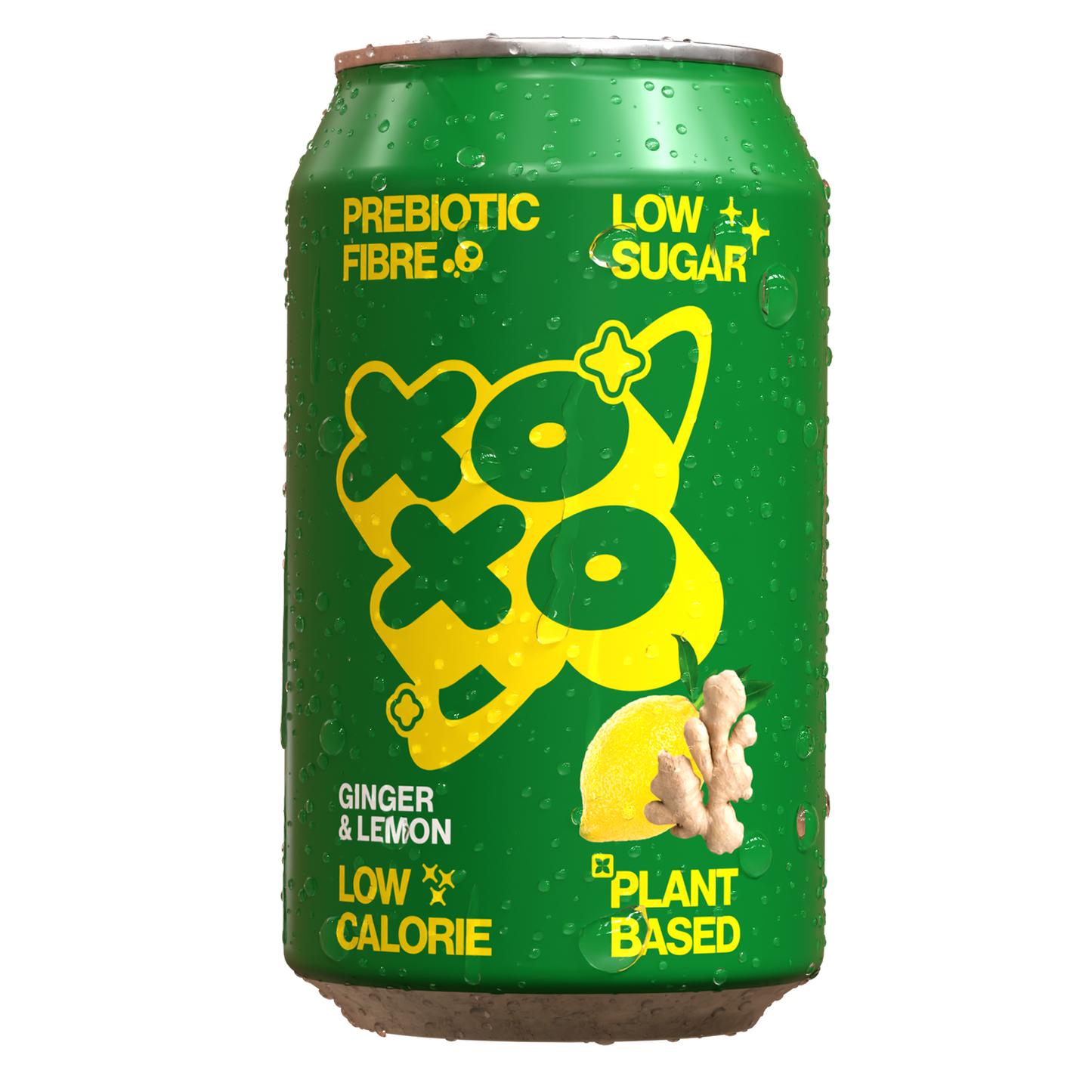XOXO Ginger and Lemon Prebiotic Soda - Low Sugar Alcohol Free Soft Drink
