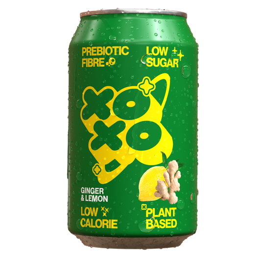 XOXO Ginger and Lemon Prebiotic Soda - Low Sugar Alcohol Free Soft Drink